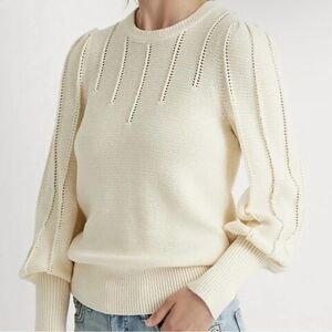 Lauren Ralph Lauren Cream Puff-Sleeve Cotton Sweater Women’s - Size Small Petite